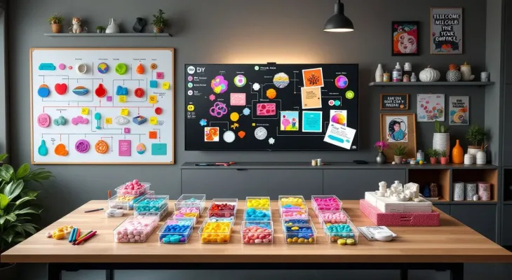 An assortment of silicone mold making kits displayed on a table.