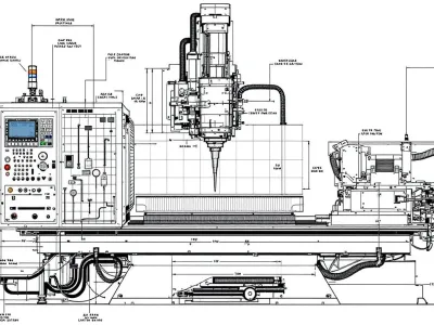 Key components of CNC machine tools, illustrating their essential parts.