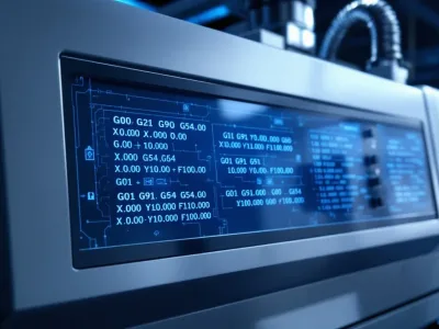 Key G Code commands displayed on a CNC machine interface.