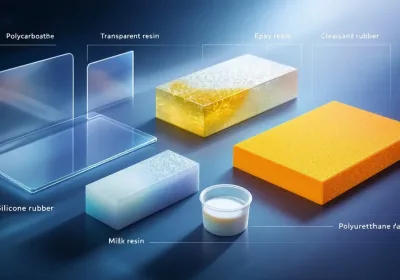 Different materials used in vacuum casting, including resins.