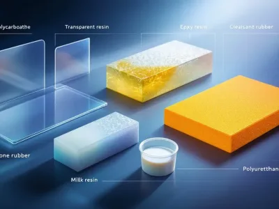 Different materials used in vacuum casting, including resins.