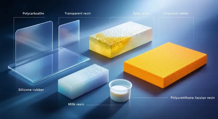 Different materials used in vacuum casting, including resins.