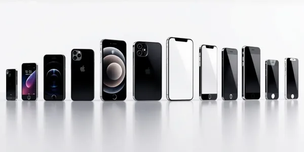 A collection of various iPhone prototypes showcasing their evolution over the years.