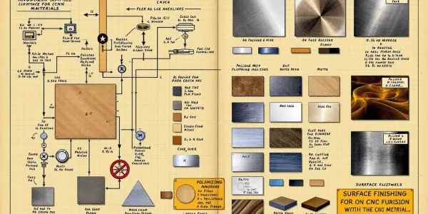 Surface finishing options for CNC materials, including anodizing and polishing samples.