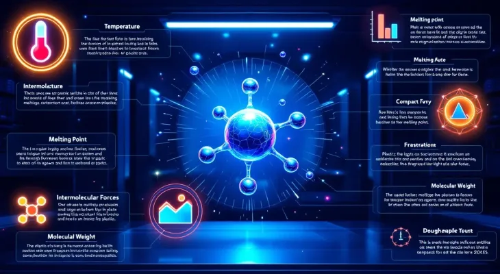 An infographic explaining the factors influencing the melting point of plastic materials.