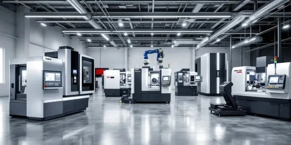 A variety of CNC milling machines showcasing different types of machines.