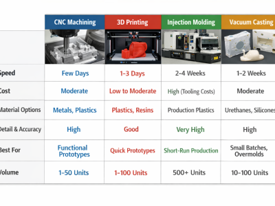 How to Choose the Best Prototyping Method for Your Project: CNC, Vacuum Casting, 3D Printing, or Injection Molding