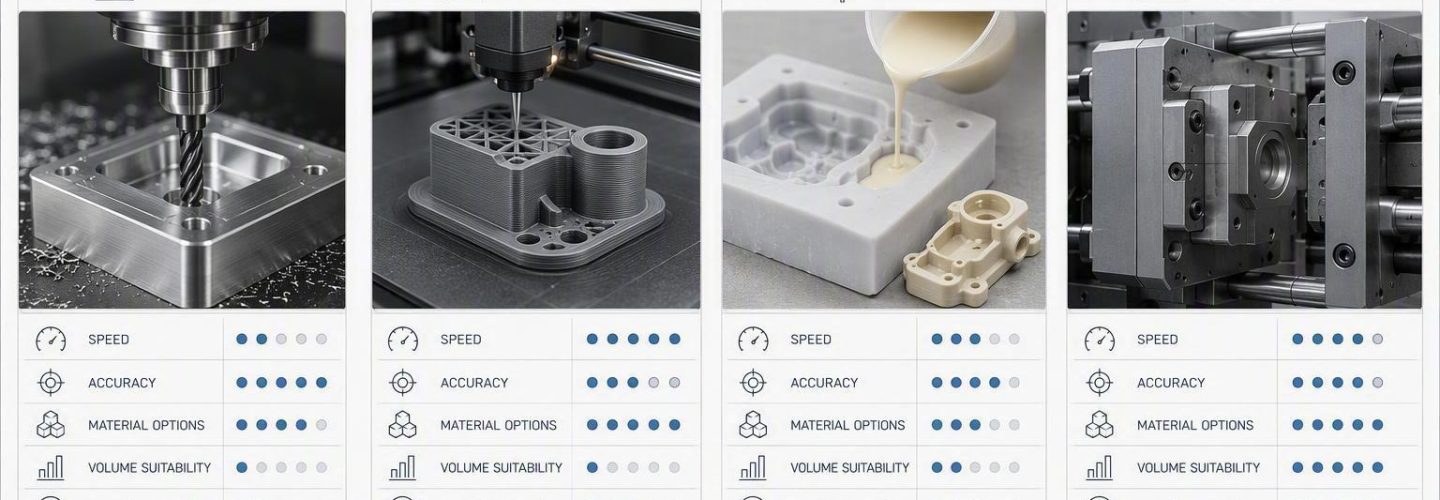 Prototype Manufacturing Process Selection: CNC, 3D Printing, Vacuum Casting, or Injection Molding?
