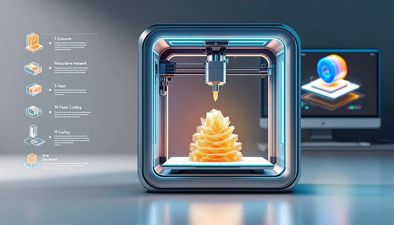 A 3D printer creating a plastic prototype.