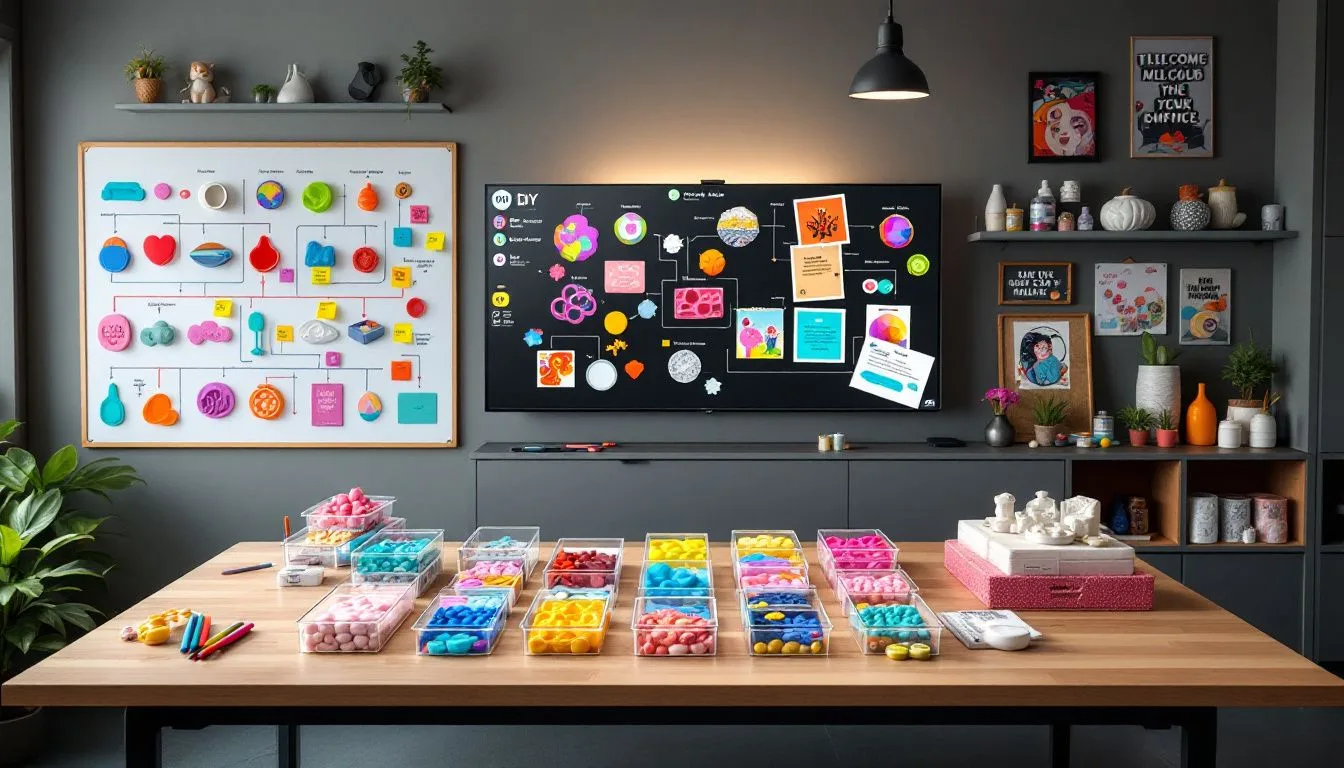 An assortment of silicone mold making kits displayed on a table.