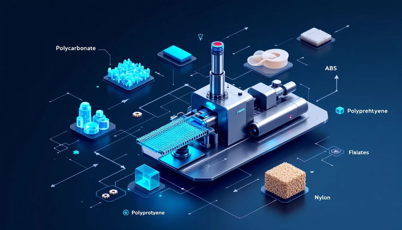 An overview of plastic injection moulding materials including various types.