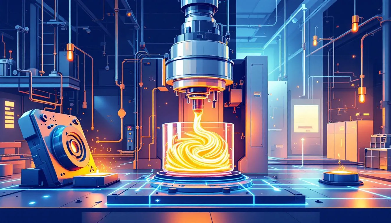 An illustration of the injection moulding process.