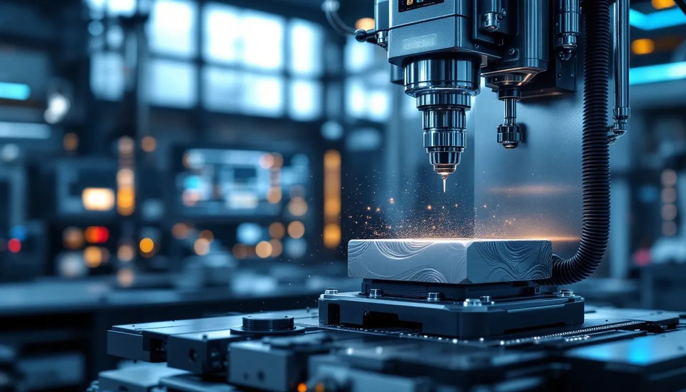 A CNC milling machine in action, demonstrating the machining process.