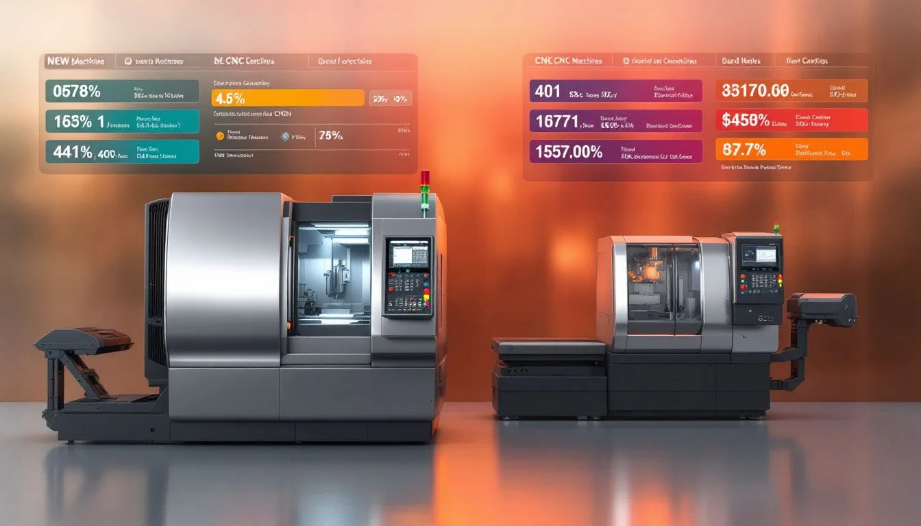 A comparison of new vs used CNC machines, highlighting their differences.