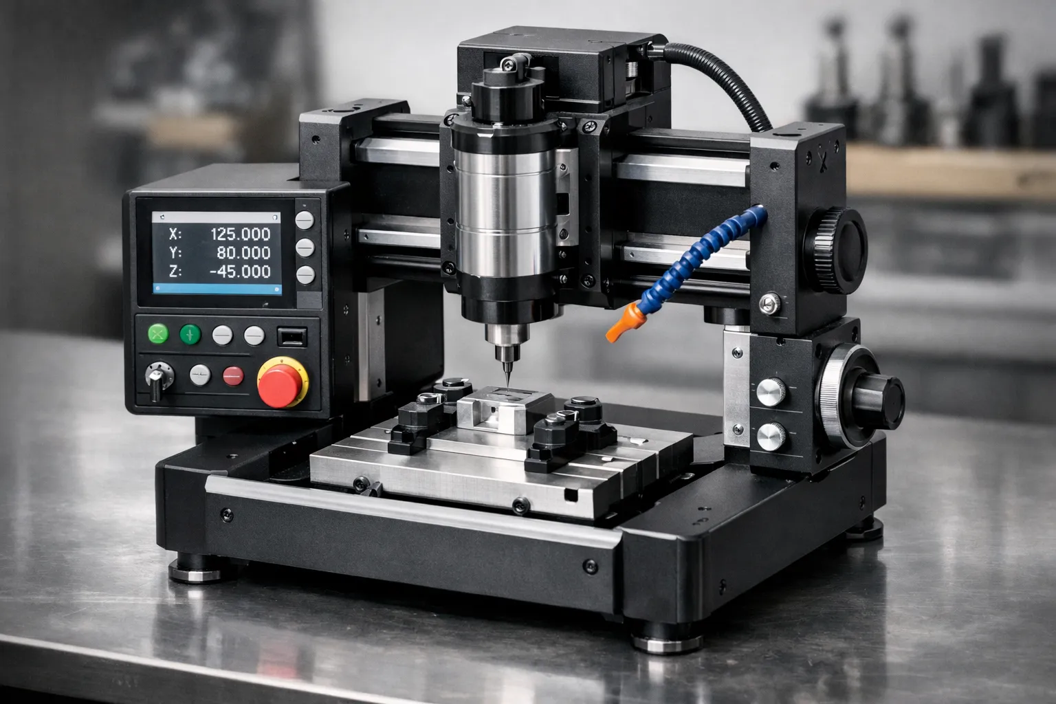 Compact CNC machine showcasing its high precision design.