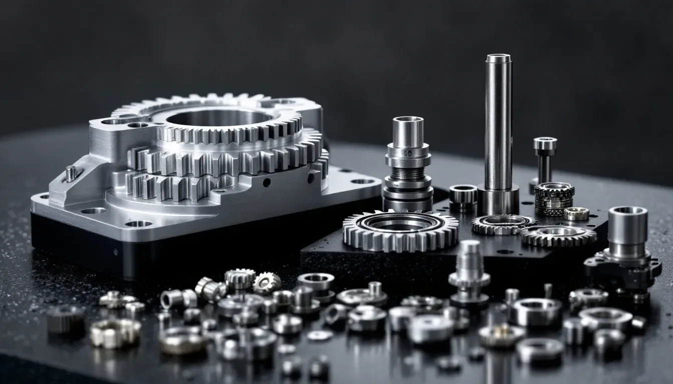 Common types of CNC machined parts with a focus on precision.