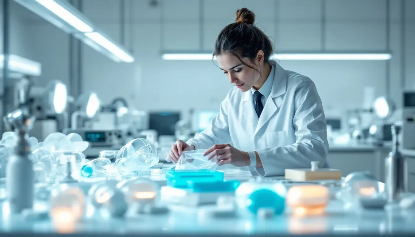 A technician working on silicone prototypes.