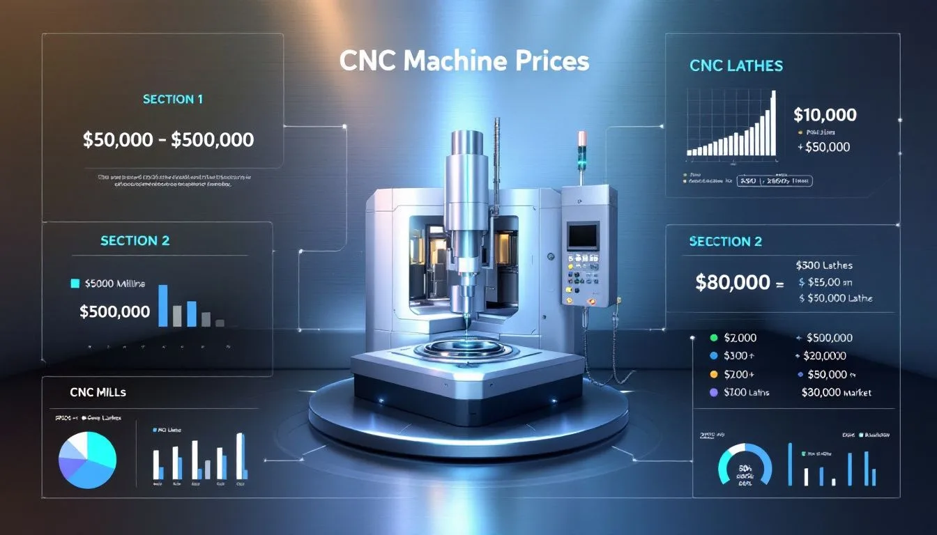 An overview of CNC machine prices, showcasing different types of CNC machines.