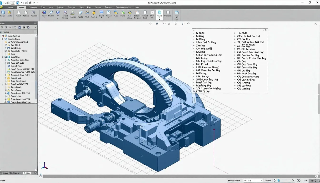 A screenshot of CAD and CAM software used for G Code programming.