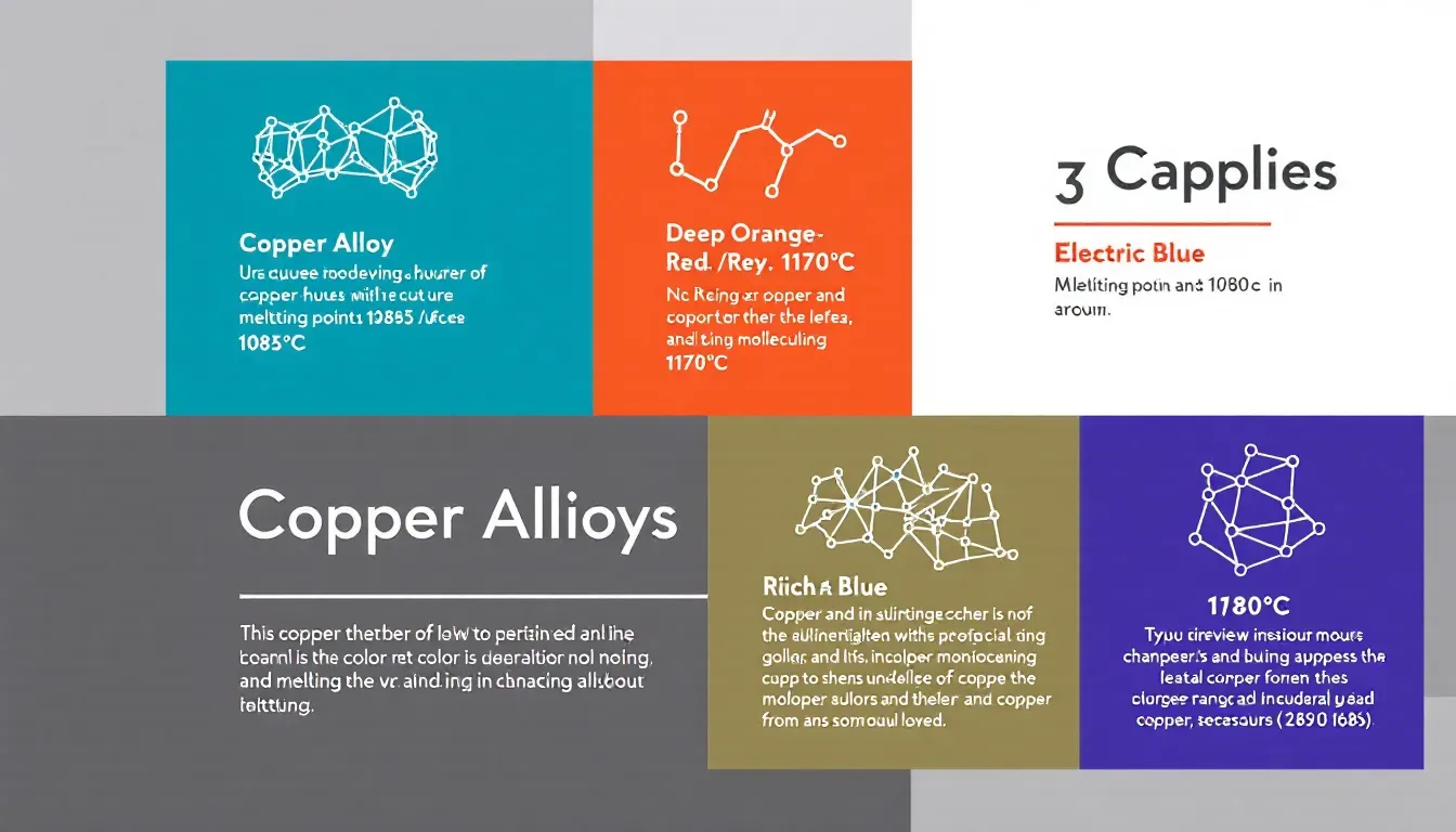 Various copper alloys displayed, illustrating their different melting points.