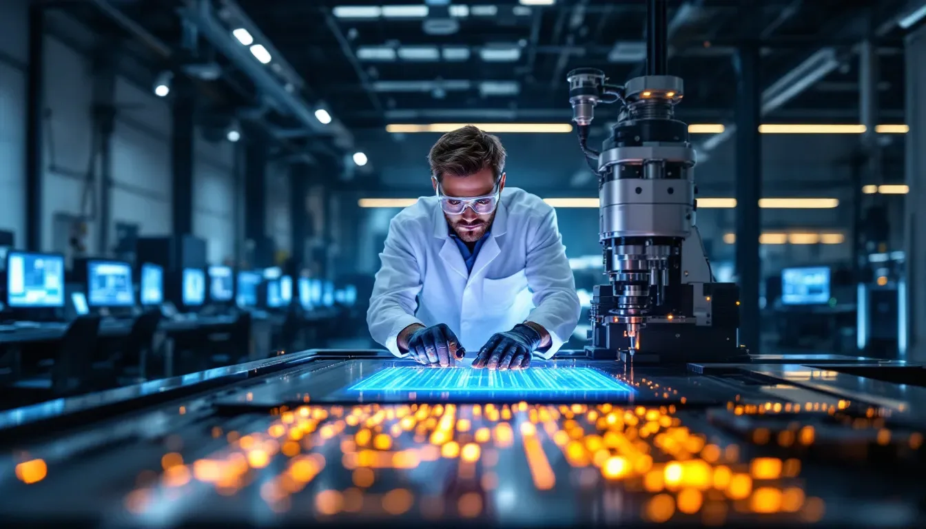 A CNC machinist working on a CNC machine, showcasing the intricate machining process.