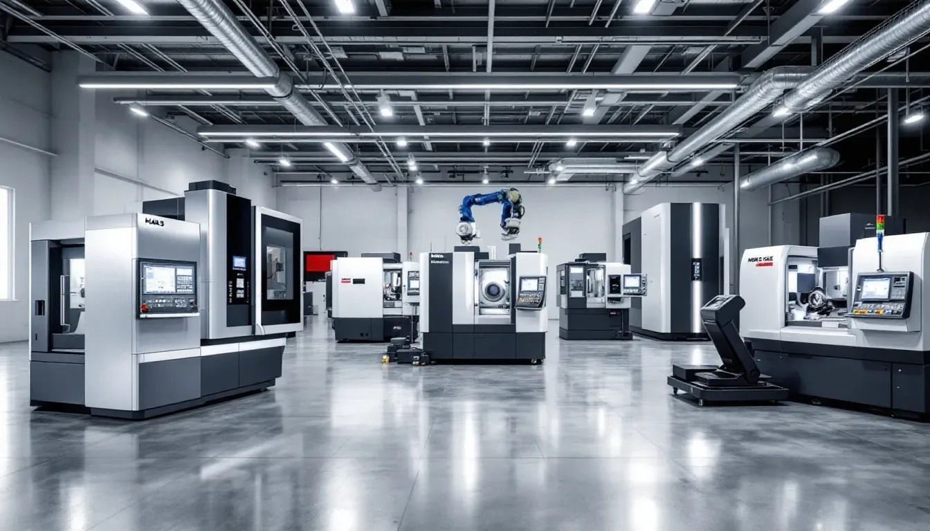 A variety of CNC milling machines showcasing different types of machines.