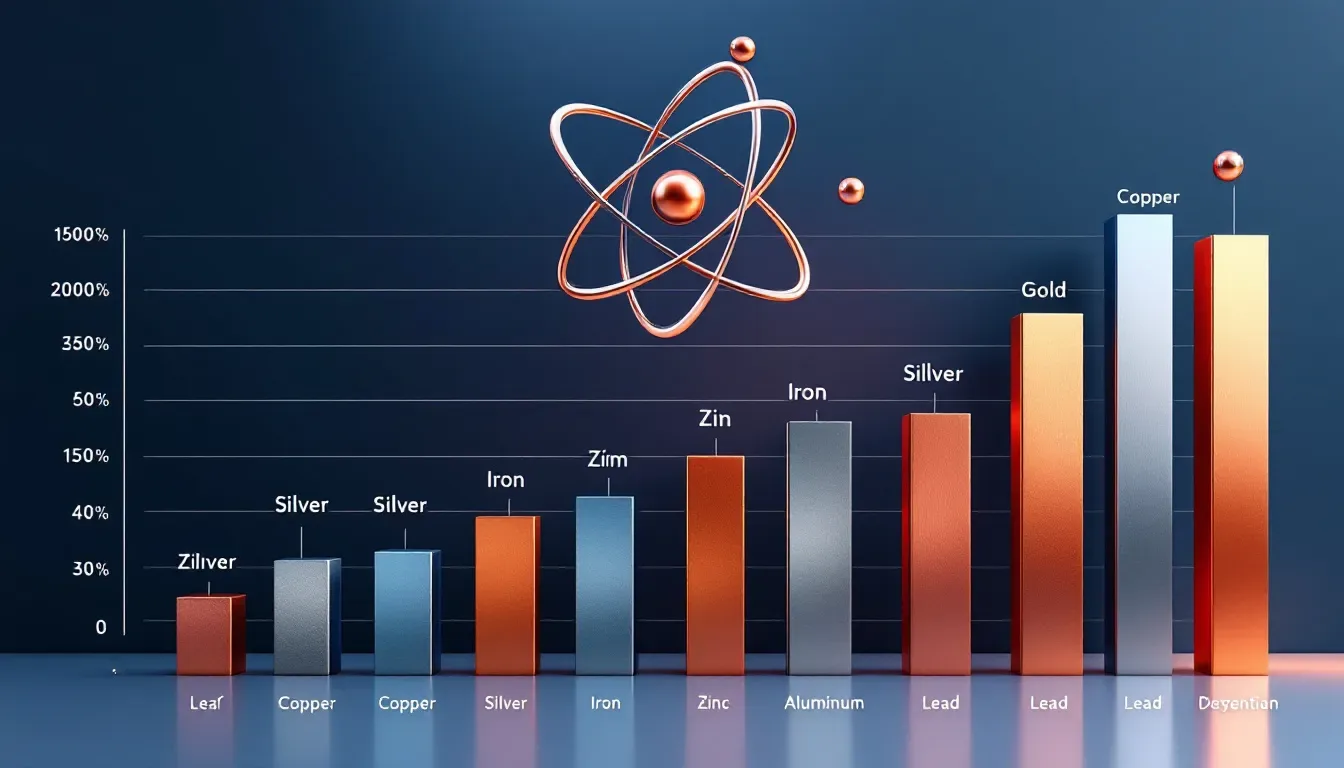 A comparison chart of the melting points of copper and other metals.