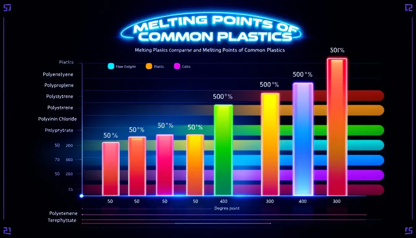 A chart comparing the melting points of common plastic materials.