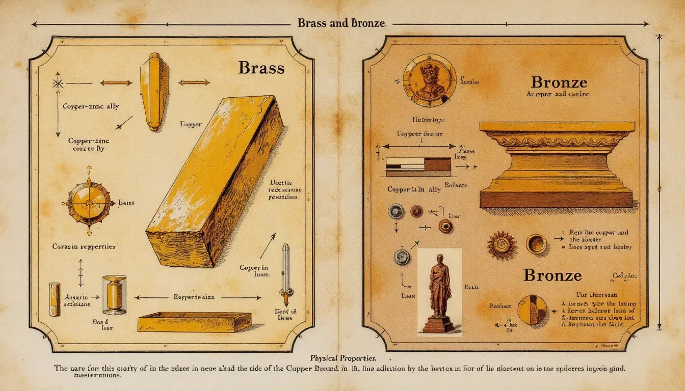 A visual representation of the physical properties of brass and bronze.