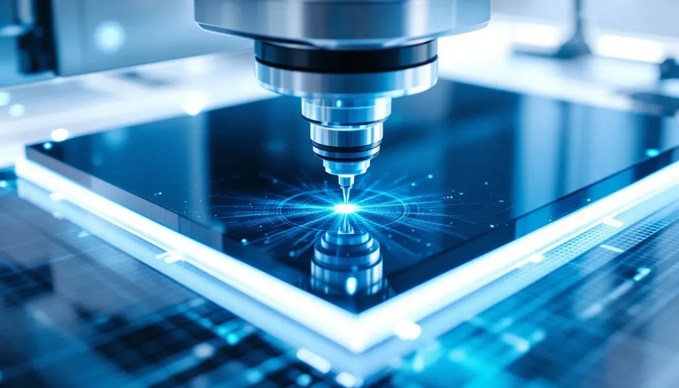 A close-up view of a CNC machine working on acrylic material, showcasing the precision of CNC machining.