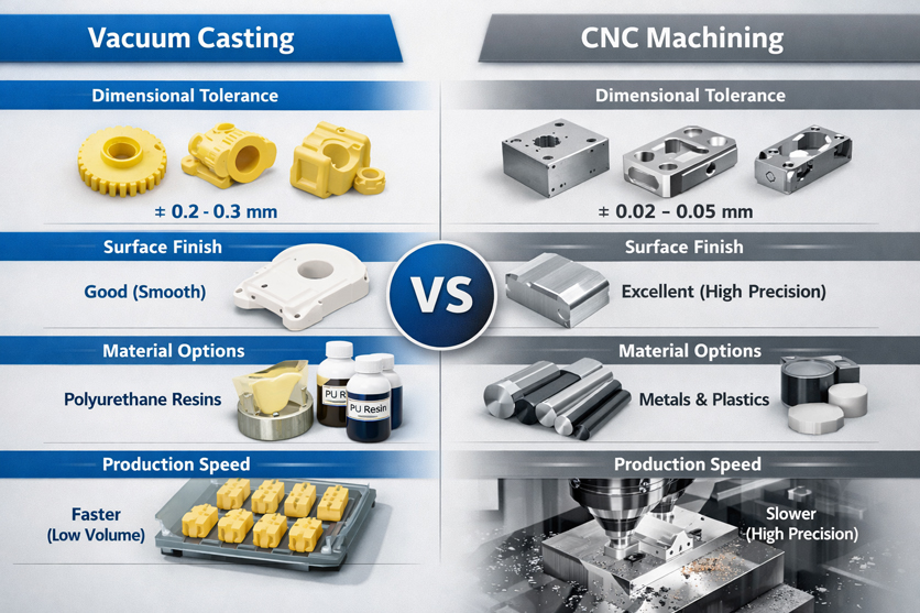 Direct Accuracy Comparison Between Vacuum Casting and CNC Machining