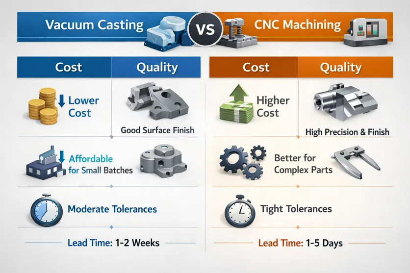 Cost and Quality Comparison: Vacuum Casting vs CNC Machining