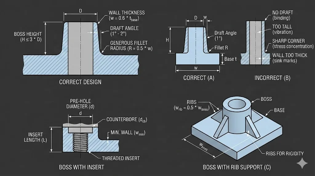 Design Bosses for CNC Machining Guidelines