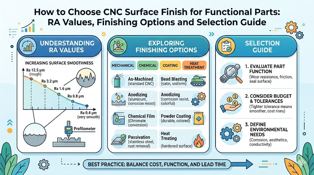 How to Choose CNC Surface Finish for Functional Parts: RA Values, Finishing Options and Selection Guide