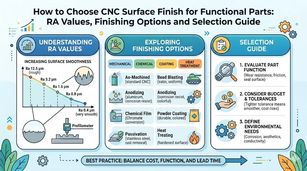 How to Choose CNC Surface Finish for Functional Parts: RA Values, Finishing Options and Selection Guide