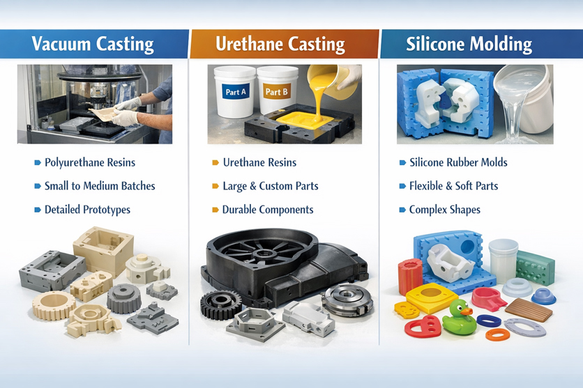 Vacuum Casting vs Urethane Casting vs Silicone Molding Overview