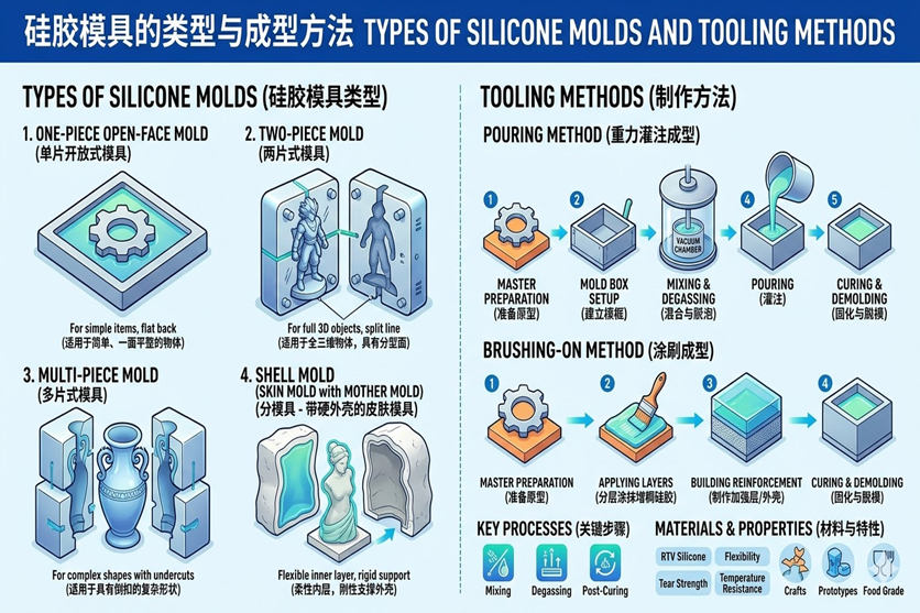 TYPES OF SILICONE MOLDS AND TOOLING METHODS