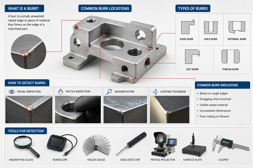 INSPECTING AND DETECTING MACHINING BURRS