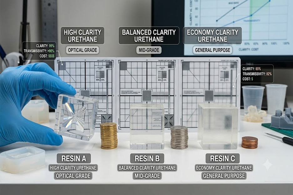Clear Resin Prototyping Guide: Comparing Transparent Urethane Resins for Optical Clarity and Cost