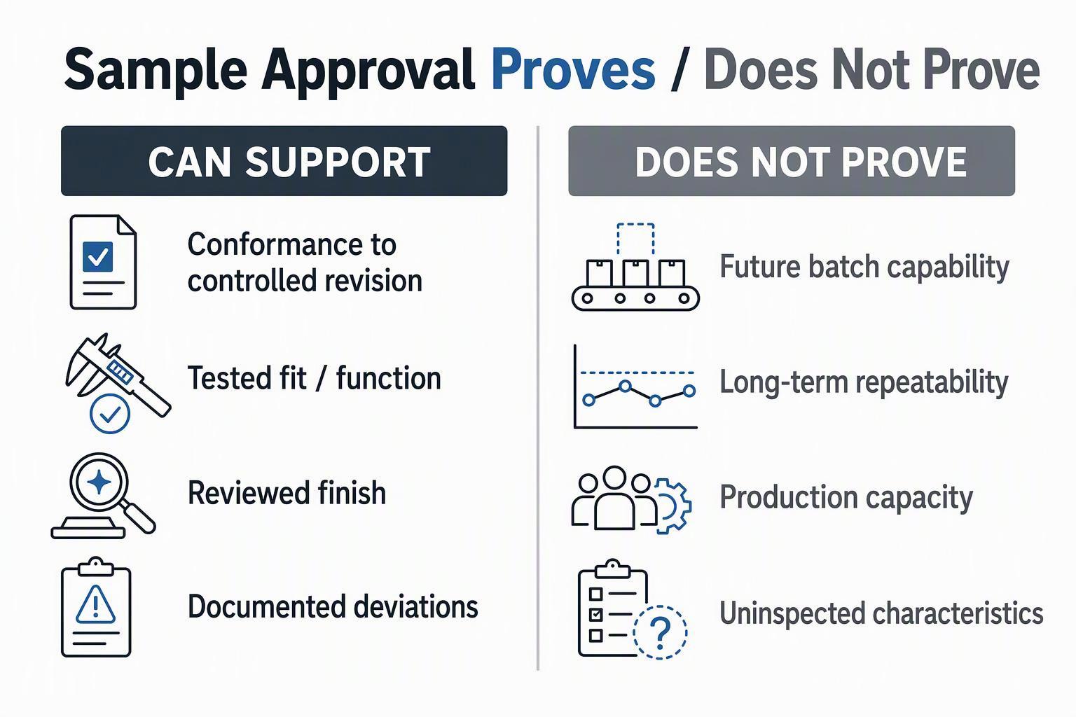 What a CNC sample approval can support and what it does not automatically prove
